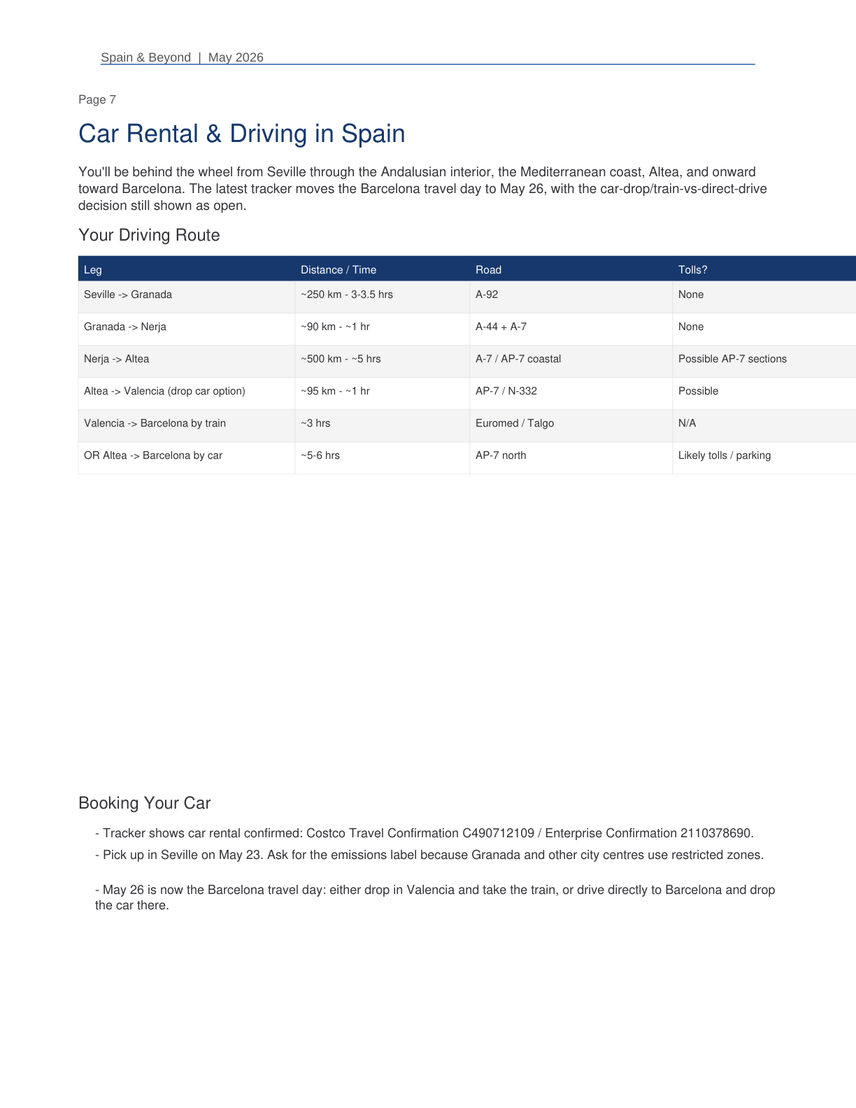 Spain 2026 Travel Planner page 7