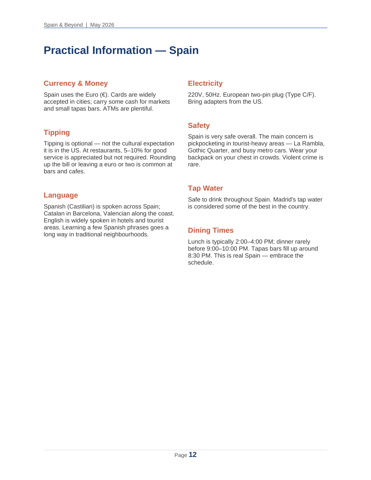 Spain 2026 Travel Planner page 12